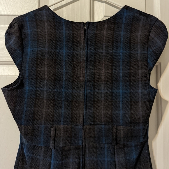 Plaid Charcoal and Teal Sheath Dress - Picture 9 of 9